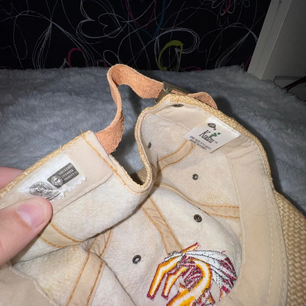 Kudzu FSU Seminoles Hat Mens OSFM Tan Excellent Vintage Woven Leather Strapback